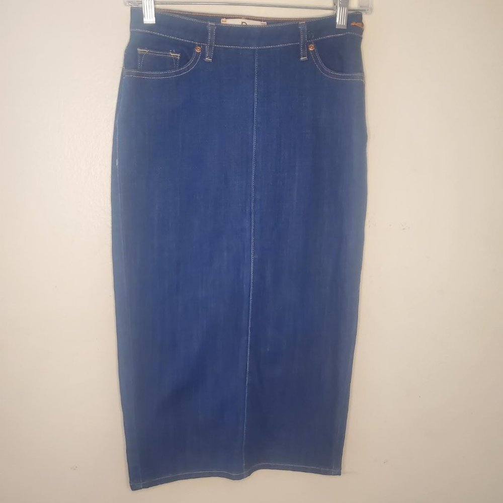 Dittos - 90s Vintage Blue Stretched Denim Knee Length Pencil Skirt - Sz 25 (XS)